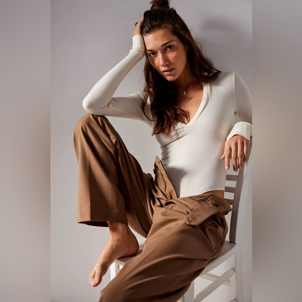 Free People Do It Right Bodysuit in the color Blanchette (ivory).  NWT size S.